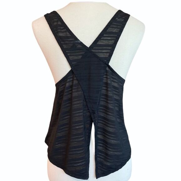 Onzie Sheer Black Cropped Tank Top Crossover Back - Picture 14 of 14